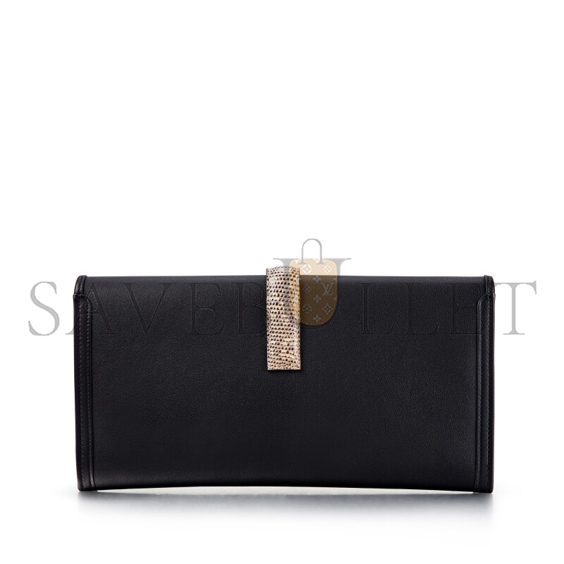 HERMÈS NOIR SWIFT AND LIZARD JIGE ELAN (21.5*12.5*2cm)